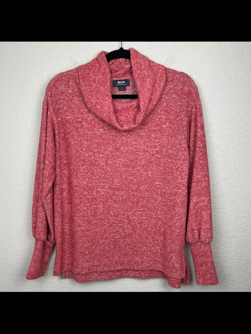 Maeve Heathered Red Cowl-Neck Sweater Size XL